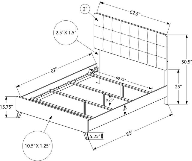 Monarch Specialties Inc. Grey/Walnut Queen Panel Bed-1