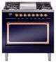 Ilve® Nostalgie II Noblesse 36'' Midnight Blue Pro Style Dual Fuel Range with Copper Trim-0