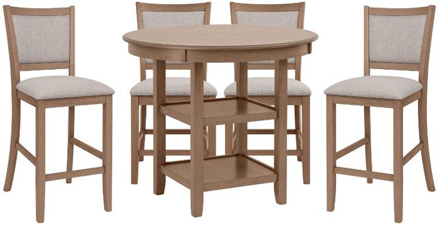 Homelegance® Anya 5-Piece Beige/Driftwood Counter Height Dining Set-0