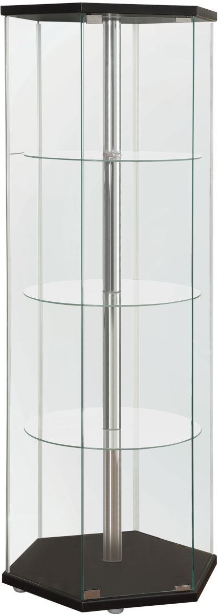 Coaster® Zahavah Black/Clear 4-Shelf Hexagon Shaped Curio Cabinet-0