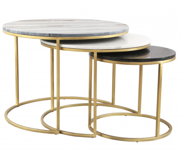 Zuo® Modern Franco 3-Piece Marble Top Nesting Coffee Tables with Brass Base-0