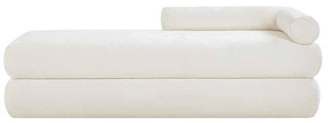 Meridian Furniture Kennedy Cream Chenille Fabric Bench-1