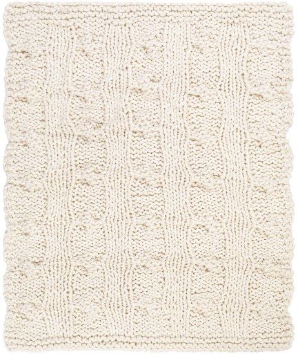 Surya Denton Ivory 50"x60" Throw Blanket-1