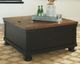 Signature Design by Ashley® Valebeck Light Brown Square Lift Top Coffee Table with Rustic Black Base-3