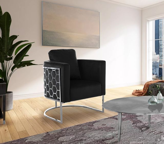 Meridian Furniture Casa Black/Chrome Velvet Chair-1