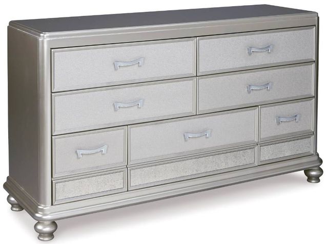 Signature Design by Ashley® Coralayne 5-Piece Blue/Silver Queen Upholstered Bed Set-2