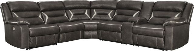 Signature Design by Ashley® Kincord 4-Piece Midnight Curved Power Reclining Sectional 