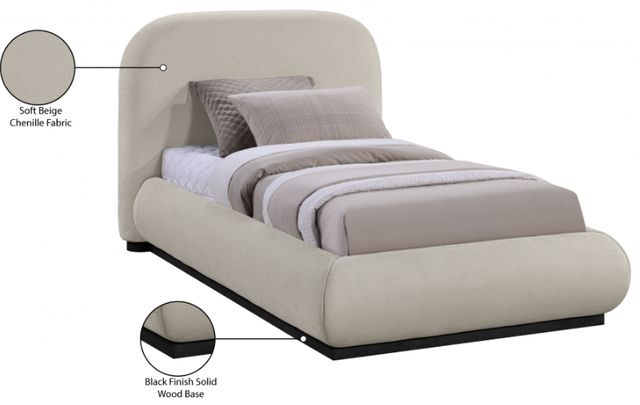 Meridian Furniture Vaughn Beige Twin Chenille Fabric Upholstered Panel Bed-3