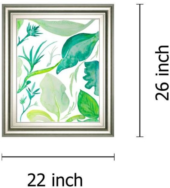Classy Living Kat Papa Green Water Leaves Il 22" Wall Art-2