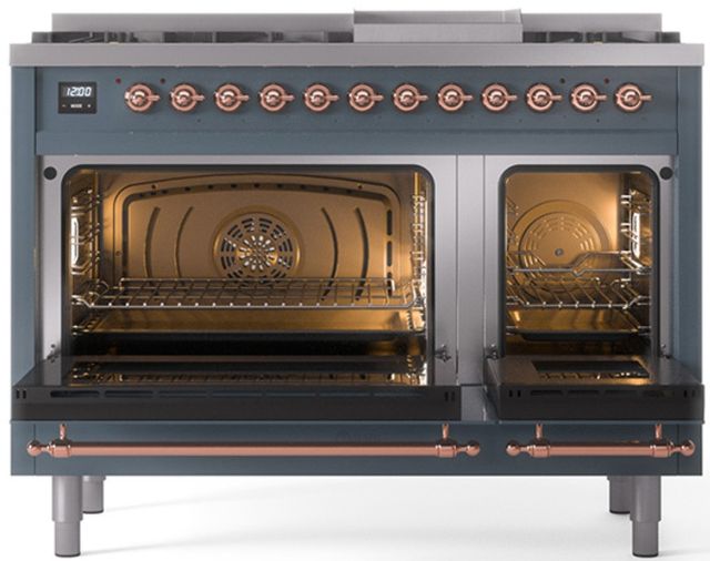 Ilve® Nostalgie II Series 48" Blue Gray Pro Style Dual Fuel Range-1