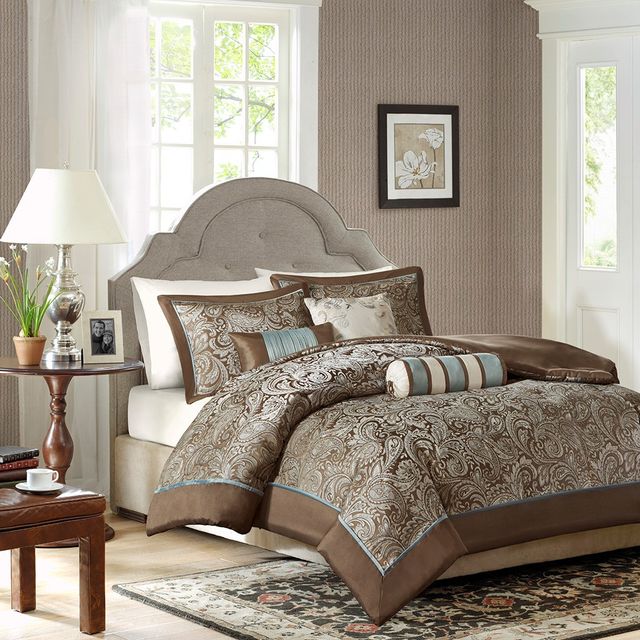 Olliix by Madison Park 6 Piece Blue King/California King Aubrey Duvet Cover Set-0