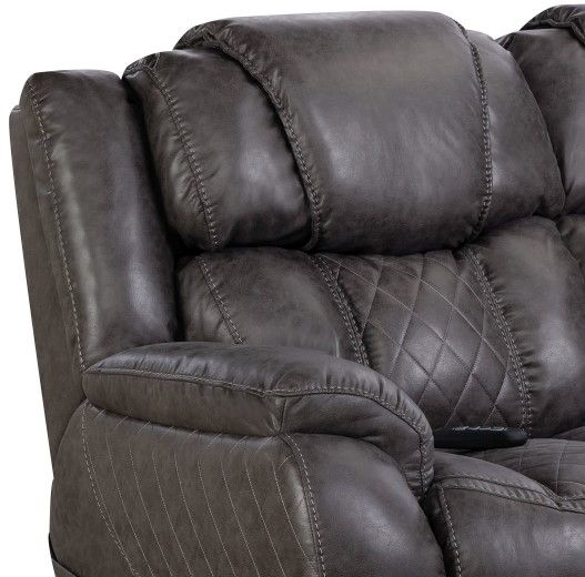 HomeStretch Daytona Black Double Power Reclining Sofa-1