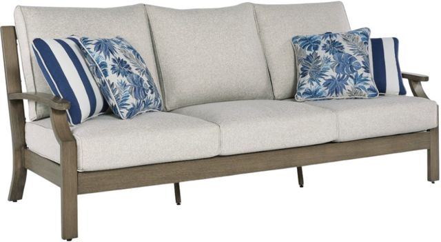Signature Design by Ashley® Rainier Ranch Beige/Brown Aluminum/Fabric Outdoor Sofa with Cushion-0