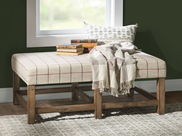 Legacy Classic Vintage Market Barnwood Oak Upholstered Ottoman Cocktail Table-1