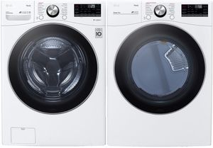 LG White Front Load Washer & Electric Dryer Laundry Pair
