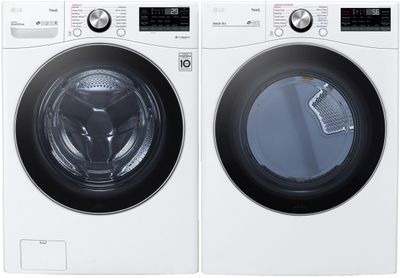 LG White Front Load Washer Electric Dryer Laundry Pair