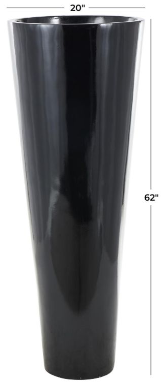 Deco Marche Black 62" Fiberglass Minimalistic Floor Decorative Vase-3