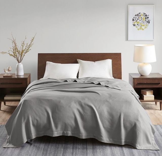 Olliix by Madison Park Egyptian Cotton Grey King 100% Certified Egyptian Cotton Blanket-2