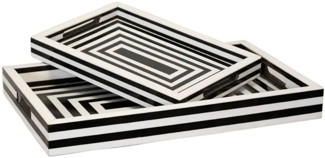 Stylecraft Dann Foley Lifestyles 2-Piece Black/White Tray Set-0