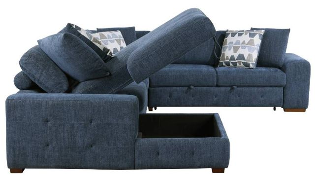 Homelegance® Raife 4-Piece Blue Sectional with Left Chaise-4