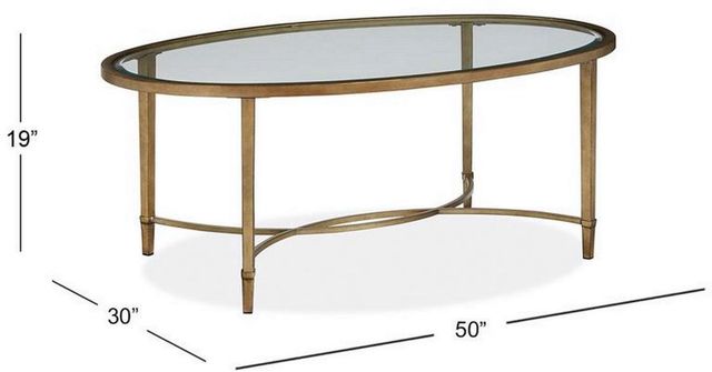 Magnussen Home® Copia Glass Top Demilune Cocktail Table with Antiqued Tint Metal Base-1