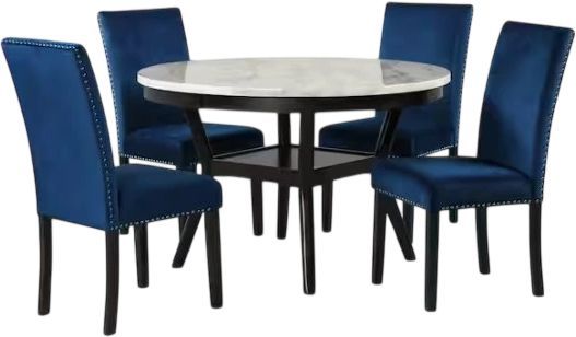 New Classic® Home Furnishings Celeste 5-Piece Blue/Espresso Dining Table Set-0