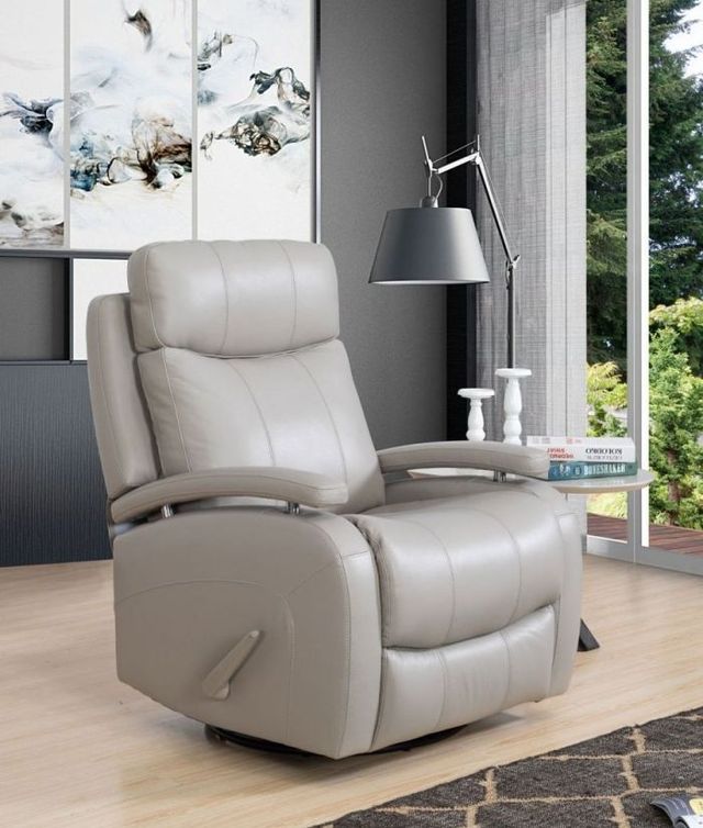 BarcaLounger® Duffy Gable Dove Leather Manual Swivel Glider Recliner-2