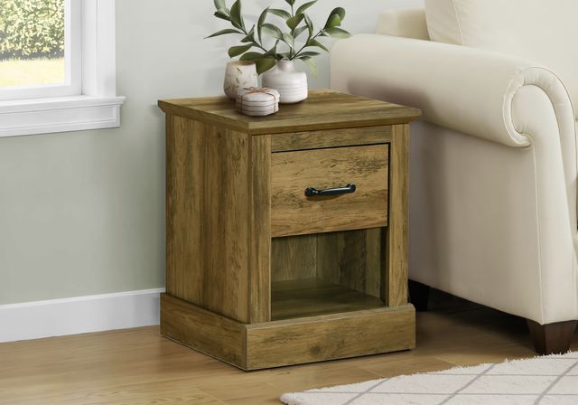 Monarch Specialties Inc. Dark Brown 21" Knotty Oak Accent Table with 1 Drawer-1