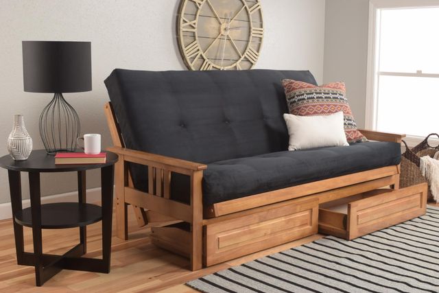Kodiak Furniture Monterey Suede Black/Butternut Full Storage Futon with Mattress-3