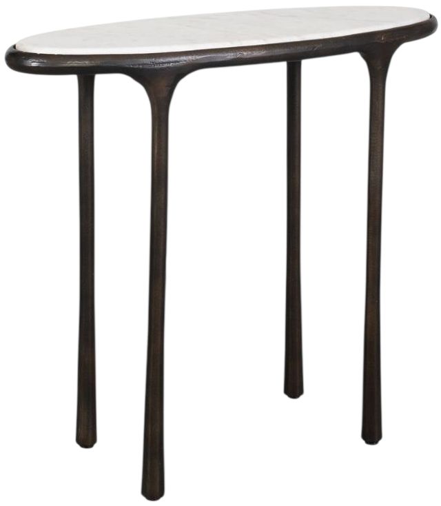 Uttermost® Ata White Accent Table with Dark Bronze Base-0
