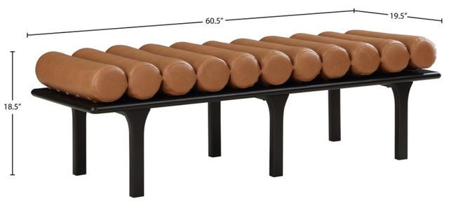 Meridian Furniture Landon Cognac/Black Vegan Leather Bench-2