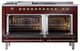 Ilve® Nostalgie II Noblesse 60'' Burgundy Pro Style Dual Fuel Range with Brass Trim-2