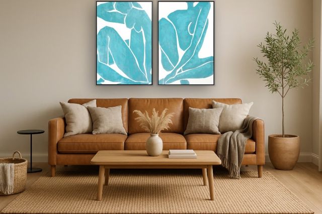 Classy Living 2-Piece Turquoise Matisse-Inspired Nudes Duo Wall Art Set-1