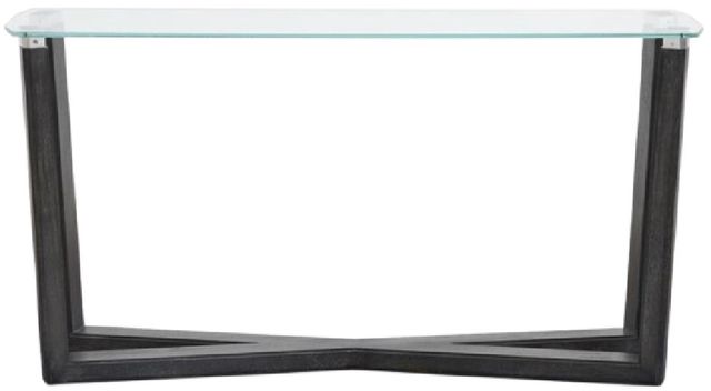 Magnussen Home® Wexler Black Truffle Sofa Table with Clear Glass Top-2