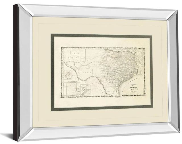 Classy Art New Map of the State of Texas by Johnson and Wank Mirror Framed Wall Art-1