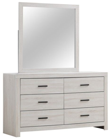 Coaster® Brantford Coastal White 6-Drawer Dresser and Mirror Set