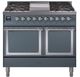 Ilve® Nostalgie II Noblesse 40'' Blue Gray Pro Style Dual Fuel Range with Chrome Trim-0
