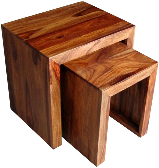 Jaipur Furniture Cube Range Brown 2-Piece Wooden Cube Nesting Table-0