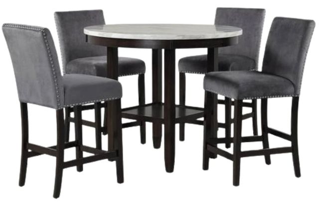 New Classic® Home Furnishings Celeste 5-Piece Espresso/Gray Counter Dining Table Set-0