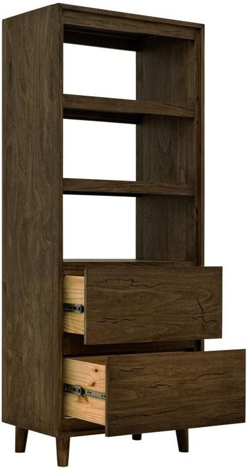 International Furniture Direct Savia Brown 2-Drawer Bookcase-4