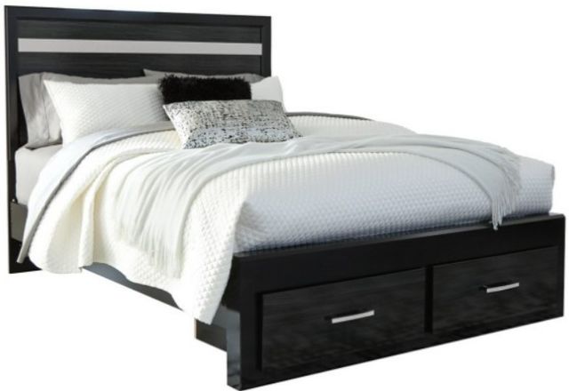 Signature Design by Ashley® Starberry 4-Piece Black Queen Storage Panel Bed Set-1