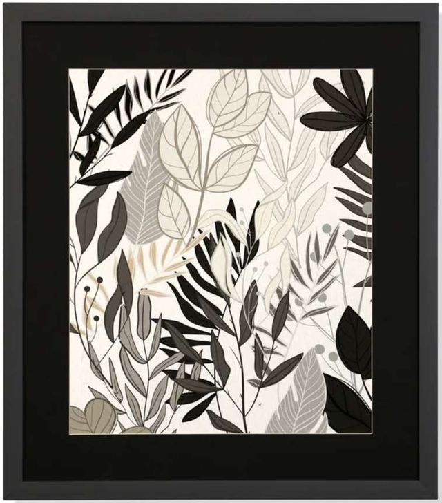 Stylecraft Leaf Collage II Black/Dark Gray/White Wall Art -0