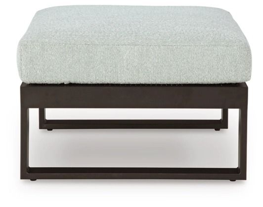 Signature Design by Ashley® Beachloft Black/Gray Aluminum Outdoor Ottoman with Cushion-1