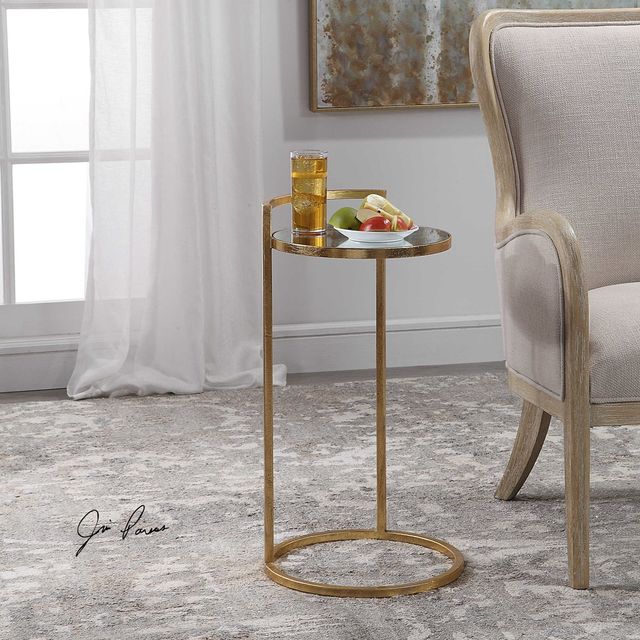 Uttermost® Cailin Mirrored Accent Table with Gold Base-1