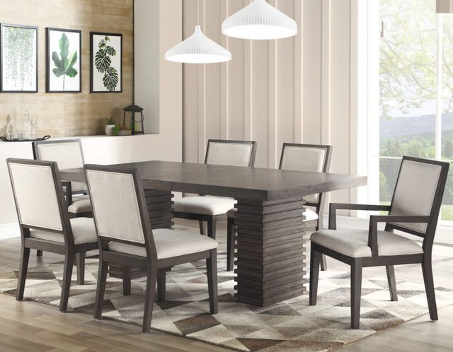 Steve Silver Co. Mila Bone/Washed Gray Upholstered Dining Arm Chair-2