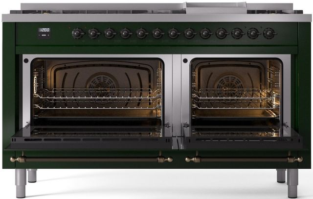Ilve® Nostalgie II Series 60" Emerald Green Pro Style Dual Fuel Range-1