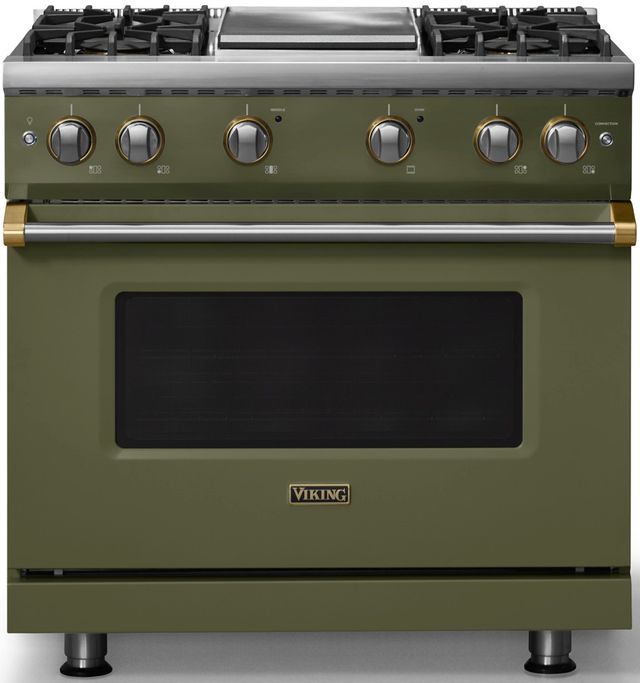 Viking® 5 Series 36" Martini Pro Style Gas (LP) Range with Brushed Brass Trim-0