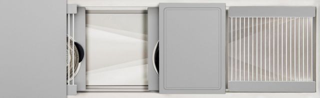 The Galley® Exclusive Gray Resin Ideal Workstation 4S + 18" DryDock® Drain Side, Five Tool Culinary Kit, One DryDock® Tool-0