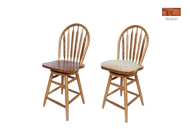 Allwood Furniture Group #53 24" Solid Oak Straight Leg Bar Stool with Pad-1