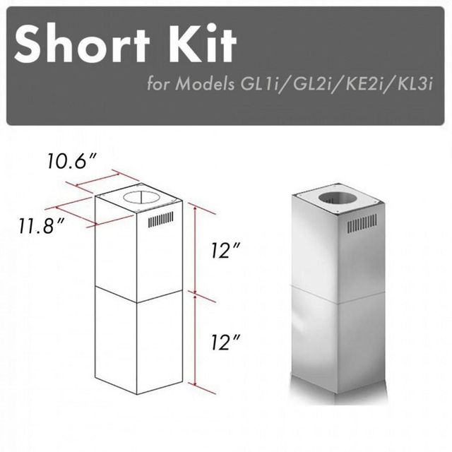 ZLINE 2 Piece 12" Stainless Steel Island Hood Extension Kit-2